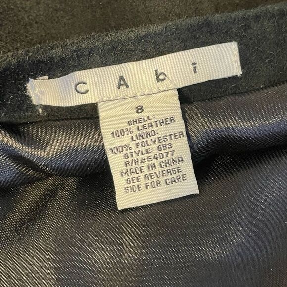 CAbi Black Suede Skirt High Low Trumpet Side Zip Partially Lined 8 - Picture 6 of 7